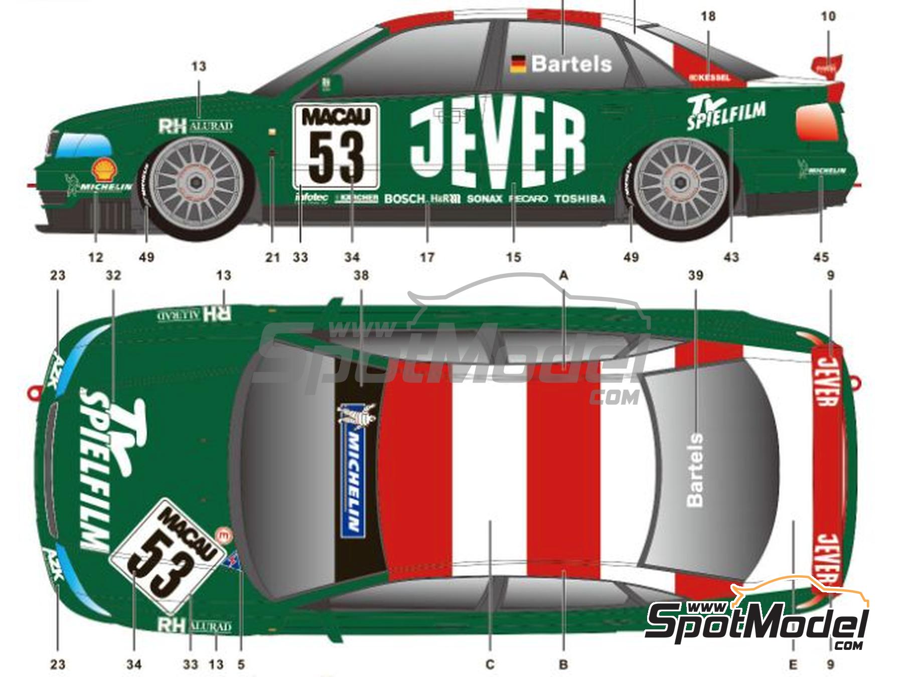 Audi A4 Quattro AZK Phoenix Team sponsored by Jever - Guia Race of Macau,  German Super Tourenwagen Cup (STW - Super Tourenwagen Cup) 1999. Marking / l